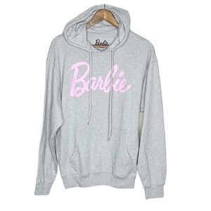 NWOT Barbie Y2K Oversized Logo Hoodie Gray Sweatshirt